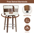 thumbnail image 3 of FANCROU 26 inch Swivel Counter Height Bar Stools Set Of 2, PU Leather Seat With Solid Bentwood Back And Legs , Bentwood Walnut Color Back And Legs, White, 3 of 6
