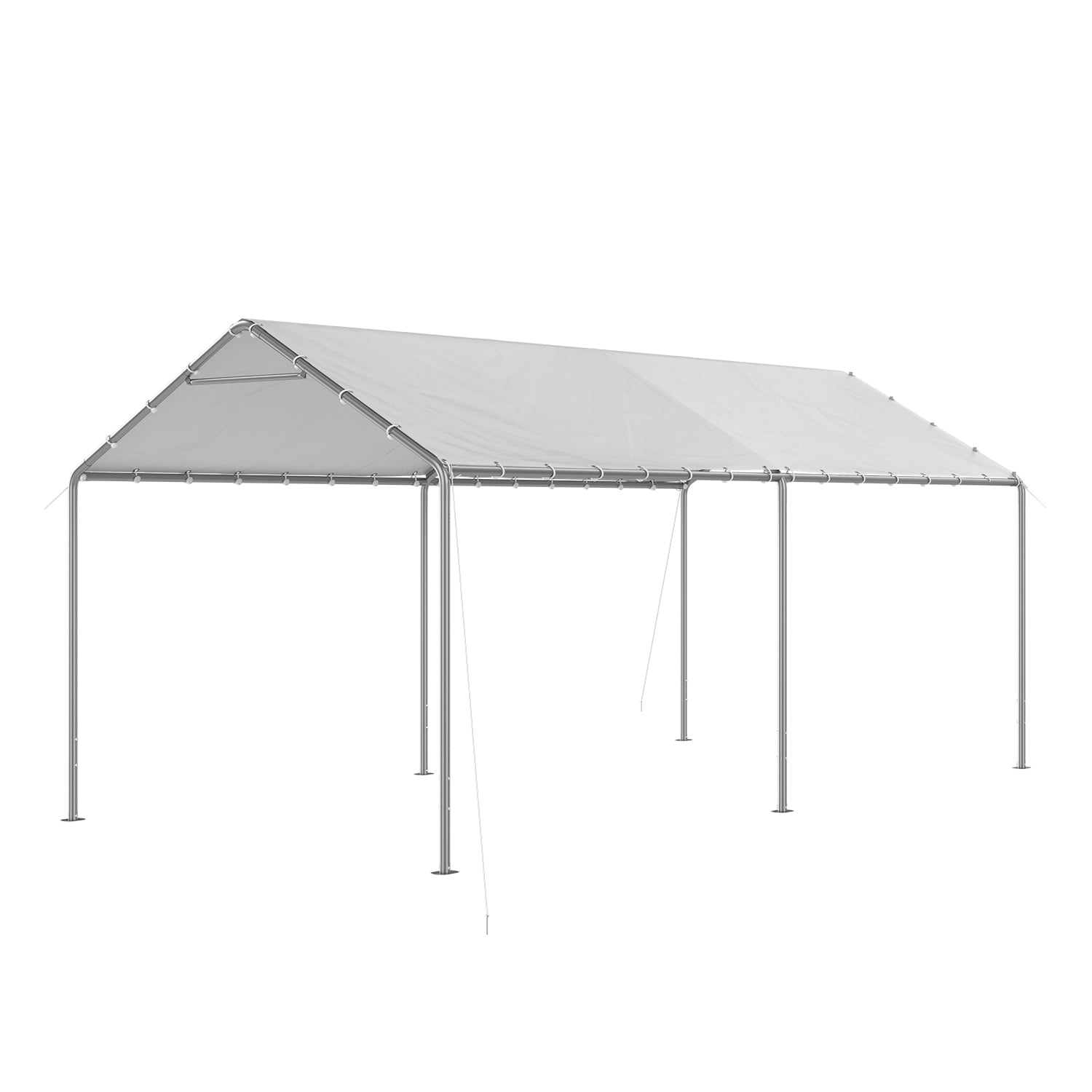 BaPiPro 10x20 FT Heavy Duty Waterproof PE Carport, Two-Section Outdoor Garage Canopy Tent with Adjustable Height for Cars & Boats, White