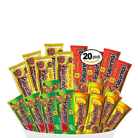 Pulparindo Mexican Candy snack Mix MDA05 Flavors: Tamarind, Hot, Mango, Watermelon and Chamoy Assortment Of De la Rosa Candies (Tamarind,Watermelon,XtraSpicy,Mango, 20 count)