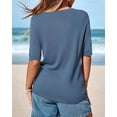 thumbnail image 6 of BTFBM Short Sleeve Sweater for Women Spring Tops Crew Neck Lightweight Pullover Loose Dressy Casual Blouse Basic Clothes, 6 of 9