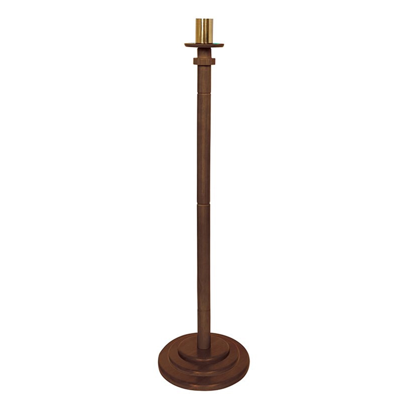 Round Wooden Catholic Church Paschal Candle Holder, Walnut