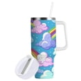 thumbnail image 2 of Cartoon Rainbow and Cloud Tumbler with Handle and Straw Lid 40 oz Insulated Vacuum Water Bottle Stainless Steel Travel Cup, 2 of 9
