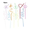 thumbnail image 3 of Soidarity 10x pajitas Crazy Curly Loop para fiesta de cumpleaños y celebración de festivales pajita de estilo transparente Kits de desorden para acampar, 3 of 6