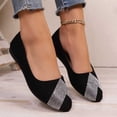 thumbnail image 4 of Abomasnow Womens Flock Peep Toe Rhinestone Decor Slip‑On Dress Flat Shoes Work Office Casual Wedding Party Shoes, 4 of 9