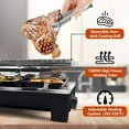 thumbnail image 4 of Gril de Table à Raclette, Gril Électrique d'Intérieur CUSIMAX, Gril BBQ Coréen Portable avec Plaque Antiadhésive Réversible 2 en 1 et Pierre de Gril Naturelle, Gril de Fête Électrique 1500 W, 8 Plaques à Raclette et Spatules en Bois, 4 of 7