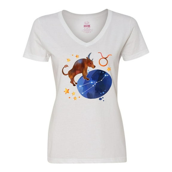 Inktastic Taurus Constellation Zodiac Sign Illustration Women's V-Neck T-Shirt