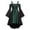 Green, variant on Women Dress Gothic Vintage Color Block Fashion Dress Retro Dark Off-the-shoulder Slip Midi Dress