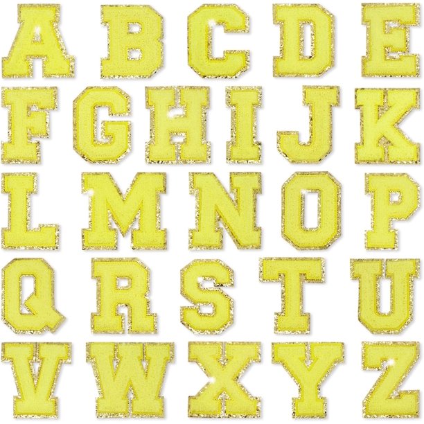 Yellow Self Adhesive Chenille Letters Patches