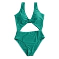 thumbnail image 2 of Vedolay Full Coverage Swimsuits For Women One Piece Swimsuit for Women Bathing Suit V Neck O-Ring Back Cutout Solid Color Adjustable Straps,Green XL, 2 of 5