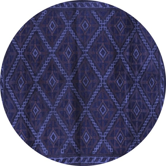 Ahgly Company Indoor Round Abstract Blue Contemporary Area Rugs, 5' Round