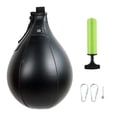 thumbnail image 3 of Pelota de boxeo giratoria colgante de cuero sintético resistente para boxeo, MMA y boxeo tailandés. Negro, 3 of 9