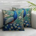 thumbnail image 3 of Nawypu Teal Peacock Throw Pillow Covers, Watercolor Blue Teal Vintage Turquoise Peacock Gifts Microfiber Fabric Decoration Pillowcases Home Sofa Couch Bed Decor Square, 3 of 5