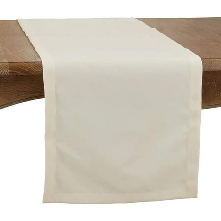 

Fennco Styles Classic Everyday Design Solid Color Table Runner 16 x 120 Inch - Ivory Table Cover for Home Décor Banquets Family Gathering and Special Occasion
