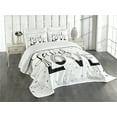 thumbnail image 3 of Ambesonne Live Laugh Love Quilted Bedspread Set 3 Pcs, Words Hipster, Queen Size, Black and White, 3 of 5