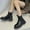 Black, variant on BLTIBY Womens Leather Chelsea Ankle Boots Lug Sole Chunky Heel Dress Boot Round Toe Retro Slip-On Booties Black 37