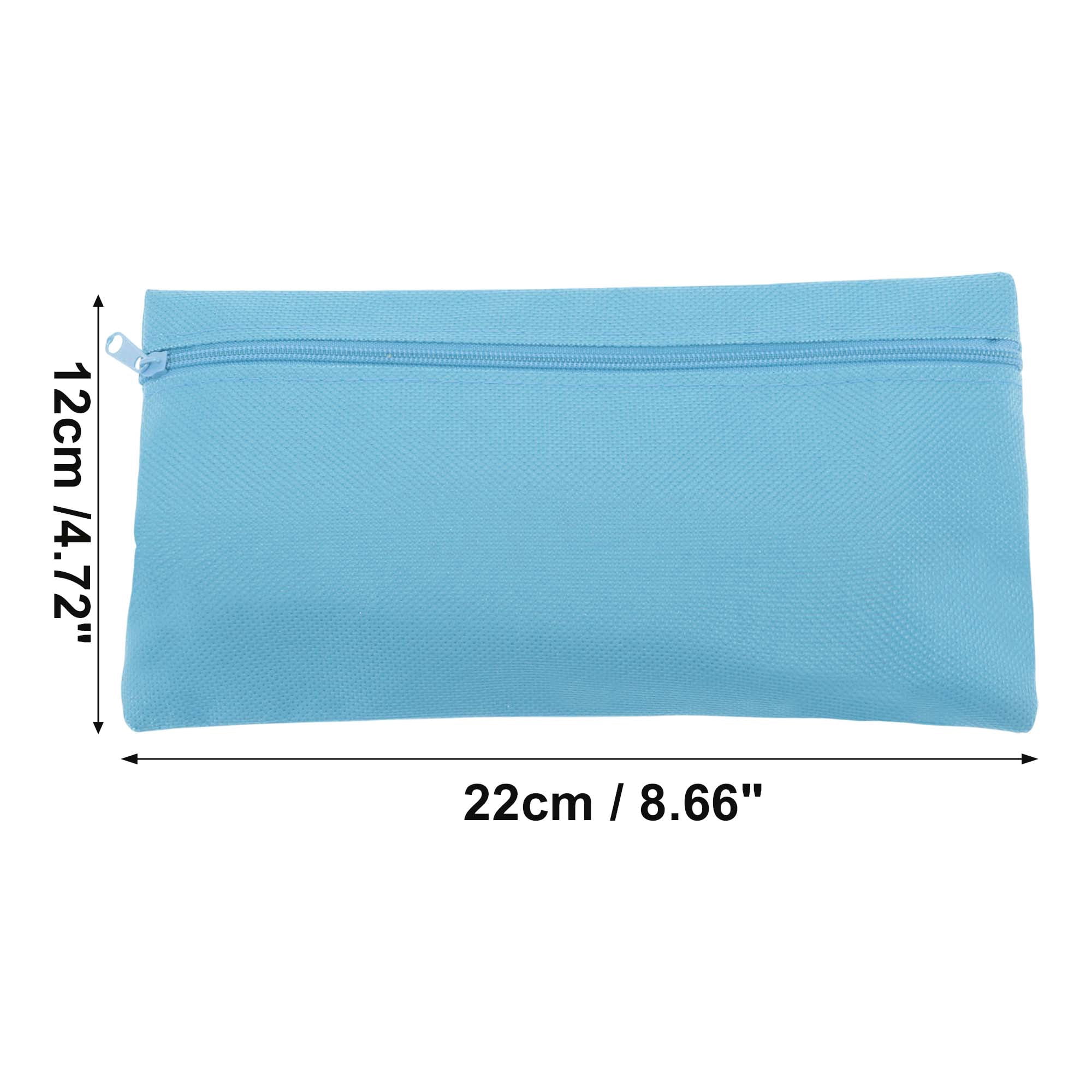 Unique Bargains Pencil Case Canvas Large Capacity Stationery Pen Bag for Office Light Blue