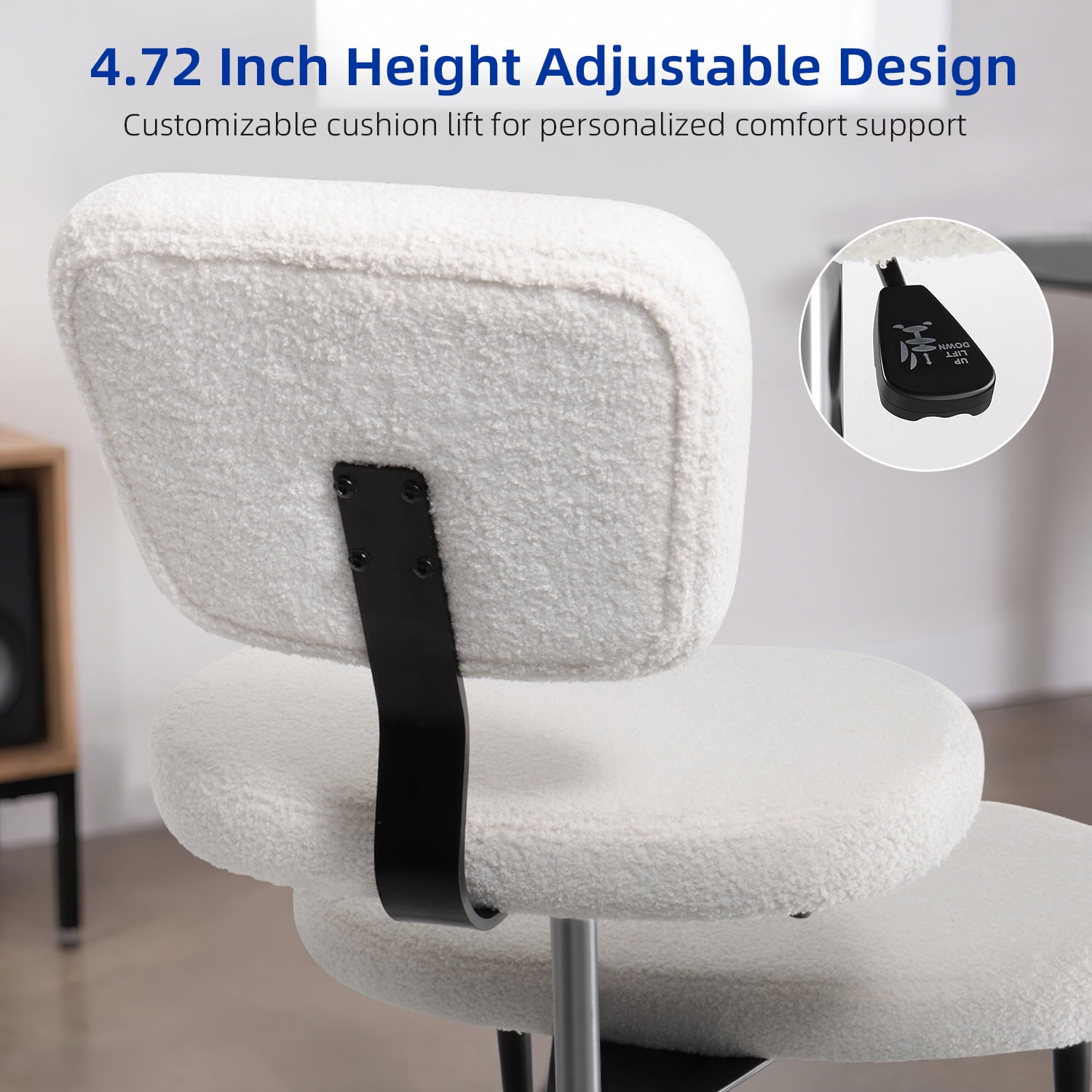 Waleaf Cross Legged Office Chair Swivel, Ergonomic ADHD Desk Chair with Wide Seat, Heavy Duty Boucle Yoga Meditation Chair for Adult