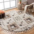 thumbnail image 2 of SAFAVIEH Moroccan Tassel Larry Geometric Shag Area Rug, Ivory/Brown, 6'7" x 6'7" Round, 2 of 7