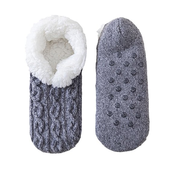 LckLvx Womens Fleece Slipper Socks Thick Knitted Fuzzy Lined Socks Winter Non-Slip Home Floor Slippers with Grippers