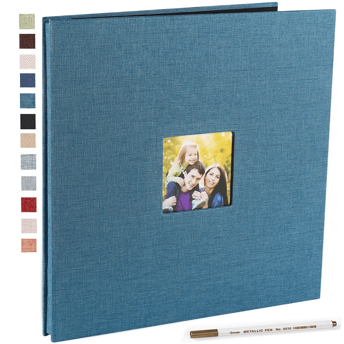 Self Adhesive Photo Album 13 x 126 Inches Magnetic Scrapbook Album 40  Magnetic Double Sided Pages Fabric Hardcover DIY Photo Album with A  Metallic Pen Black 
