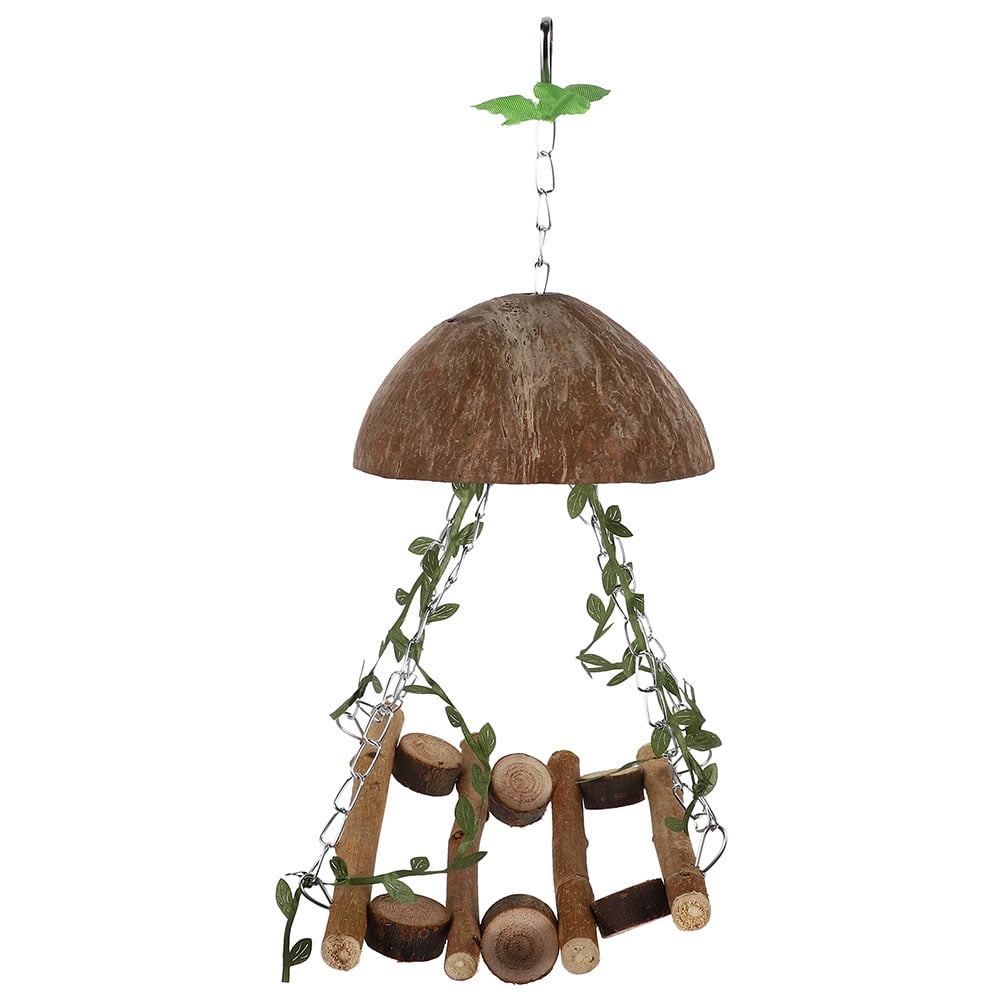 Tineasur Wooden Bird Hanging Ladder Perch Swing for Parrot, Parakeet, Cockatiel, Cage Accessory