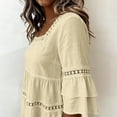thumbnail image 4 of Bovemsi Oversized Tshirts for Women Comfort Round Neck 3/4 Sleeve Pleated Front Printed Trendy Tops for Women Trendy XXL, 4 of 5