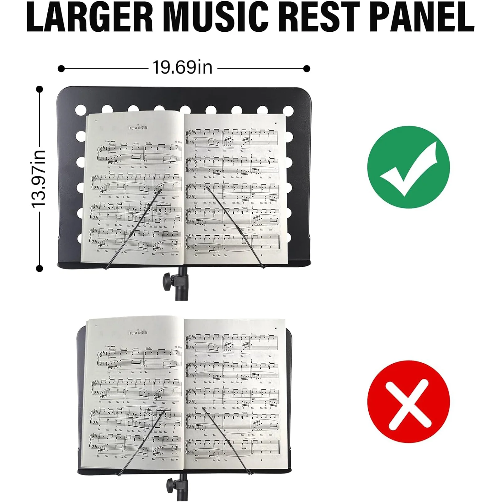 Likegreen Sheet Music Stand Foldable Three Section Desktop Book Holder for Home Stage One Set,Black