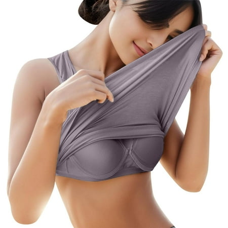 Bras for Women Upgraded Seamless Camisole Undershirt for Women Built-in Removable Bra Pads Sleeveless Soft Innerwear Summer Sports Bras for Women GY2 2XL