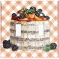 thumbnail image 2 of Metal Light Switch Wall Plate Outlet Cover (Vanilla Chocolate Peach Fruit Berry Cake - Double Toggle), 2 of 2