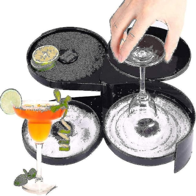 Salt Rimmer Bar Glass Rimmer Margarita Salt Sugar Cocktail Rimmer 3 Tier Rotating Trays Bartender Tool