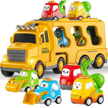 Ruvince Construction Engineering Toys for 3 4 5 6 7 8 Years Old Kids - Truck Toys for Kids, Transport Vehicle Carrier Truck, Boy Cars Ttoys, Friction Power Toy Cars, Toy Sets, Gift Toys for Ages 3