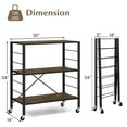 thumbnail image 3 of Resenkos 3-Tier Foldable Shelving Unit with Detachable Wheels and Adjustable Shelves-Black, Tower Rack Serving Trolley for Office Bathroom Kitchen Kids’ Room Laundry Room, 3 of 8