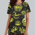 thumbnail image 2 of Stamzod Halloween Scrub Tops Women Funny V-Neck Pumpkin Printed Nurse Working Uniforms Slim Fit Comfy Holiday Stretchy Tee Shirt with Pockets, 2 of 5
