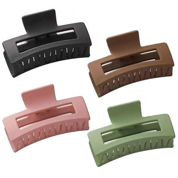 Hair Claw Clips, 3.46 Matte Hair Clips, Nonslip Hair Jaw Clips, Jumbo Square Strong Hold Claw Clips For Thick Hair, 4 Pcs Hair Styling Accessories