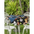thumbnail image 3 of Outdoor Tablecloth with Umbrella Hole for Patio/Picnic/Party/Camping, Brown Basketball Football Waterproof Table Cloth Round Cover Washable, Checkered Ball Watercolor (Dia 60"), 3 of 8