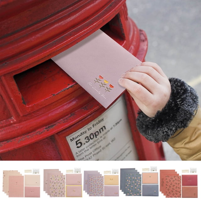 Vacemry 5Pcs Back ToSchoolStationery Set, Teen Letter Writing Paper And Envelopes, Exquisite Texture Handwritten Manuscript Paper For Correspondence Invitations Notes, Home Office Desk Decor Gift
