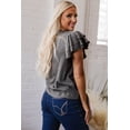 thumbnail image 6 of Women's Dark Grey Sequin Turquoise Pattern Ruffle Sleeve Cowgirl Tee | [ZhiHiMeRi] | (US 12-14)L, 6 of 10