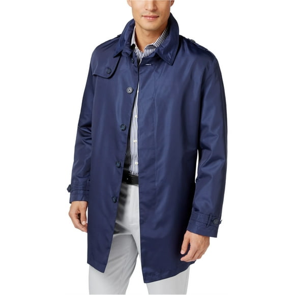 Tommy Hilfiger Mens Fletch Solid Raincoat, Blue, 40