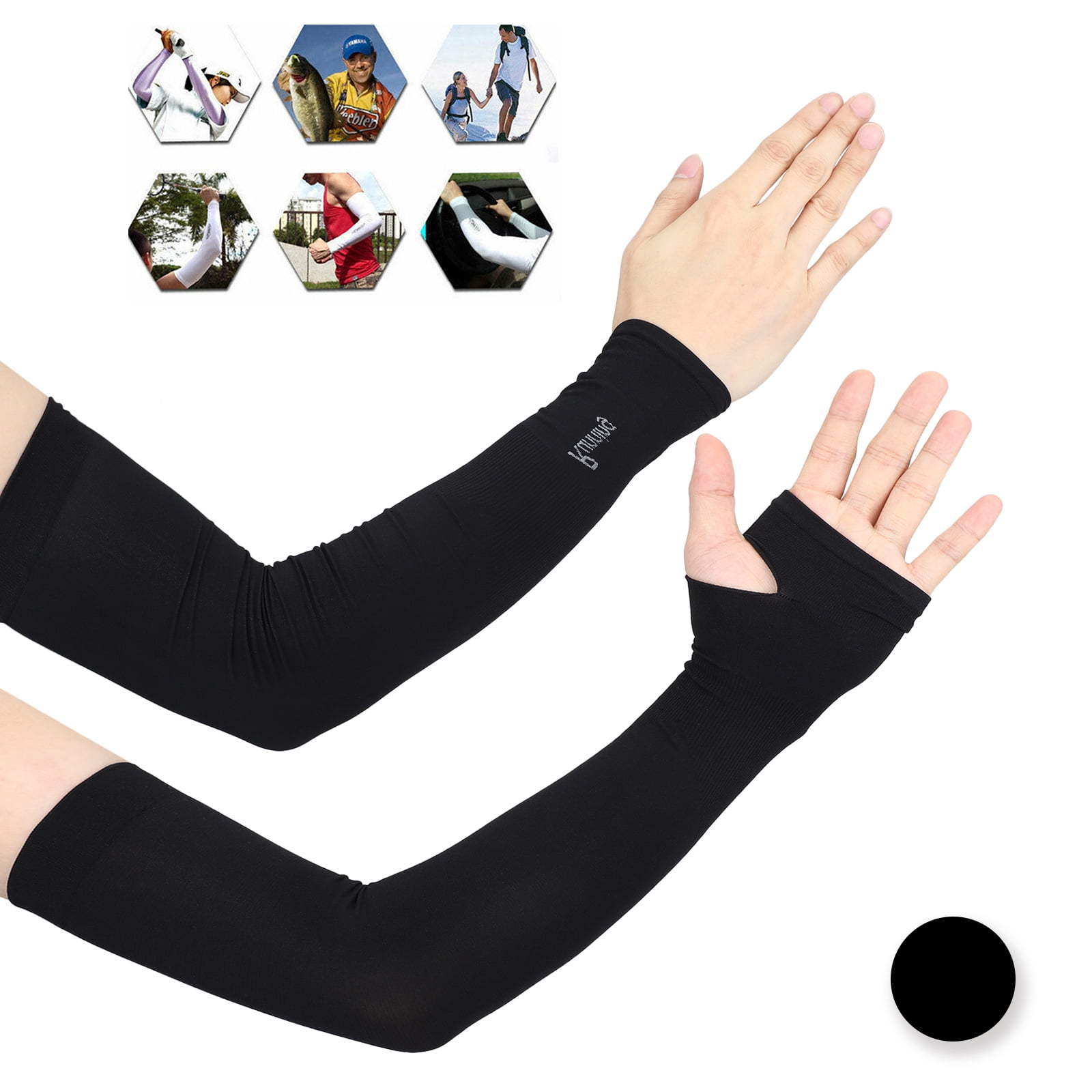 Sun UV Protection Cooling Arm Sleeve with Thumb Hole for Men Women Outdoor 