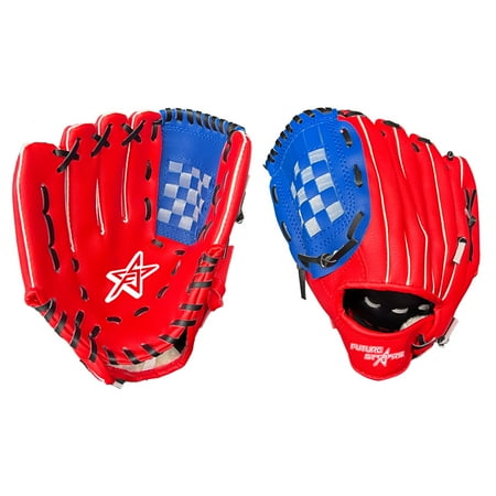 Future Stars Pro-Style Synthetic Leather Baseball / Softball / T-Ball Glove - Red  White & Blue - 10  - Right Hand Catch