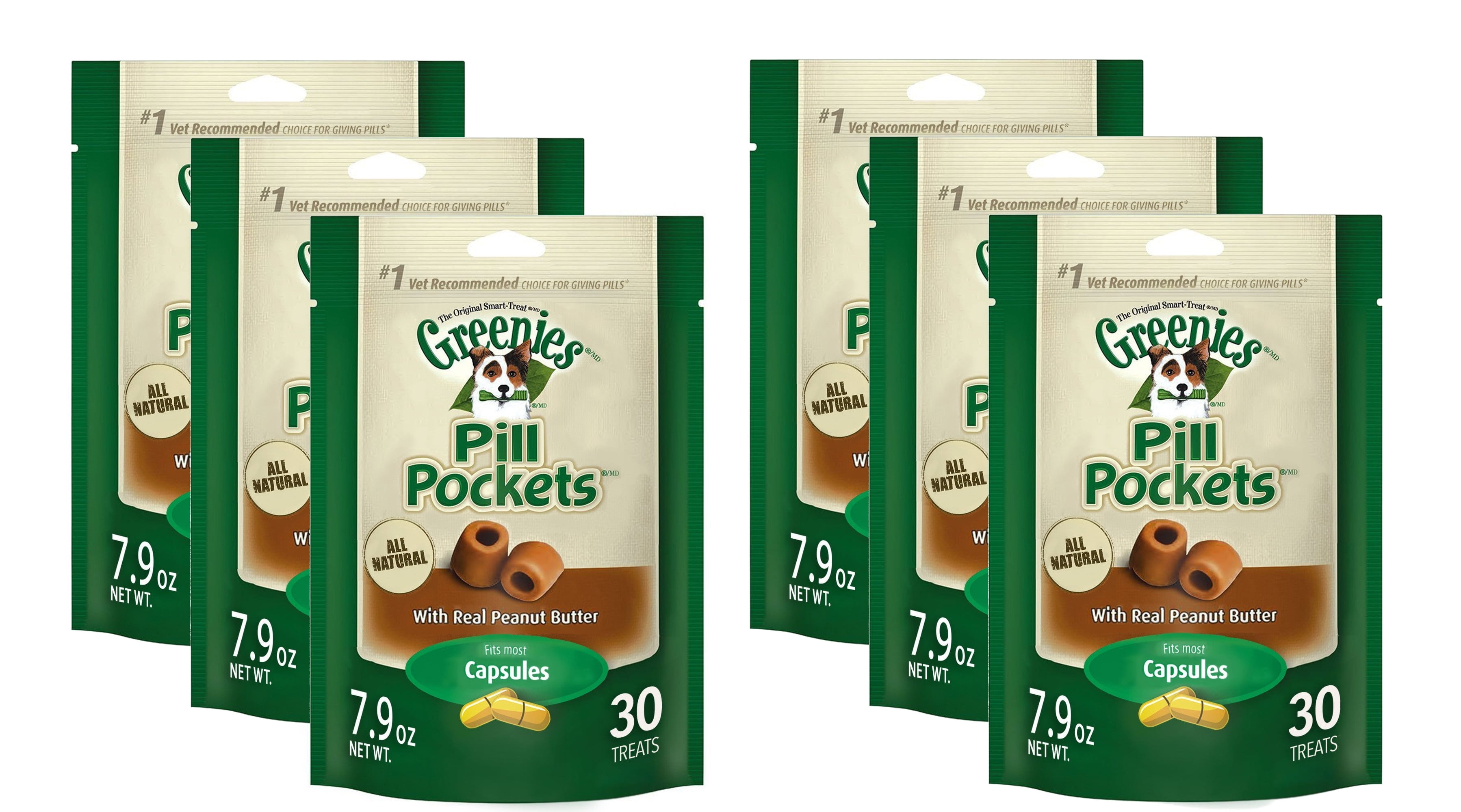 Greenies Pill Pockets, Peanut Butter Flavor Treats for Dogs, 6 Pack