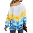 thumbnail image 3 of Gvmfive Women Tie Dye Print T-shirt Long Sleeve Round Neck Casual Loose Top, 3 of 5