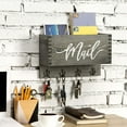 thumbnail image 5 of MyGift Wall Mounted Vintage Gray Wood Mail Organizer with Key Hooks, 5 of 7