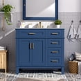 thumbnail image 3 of 36" Blue Modern Bathroom Vanity with Ceramic Sink, Soft-Close Door, and 4 Storage Drawers, offering a refined look with practical everyday functionality, 3 of 20