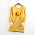 thumbnail image 2 of IROINNID Long Sleeve Shirts for Women Winter Warm Deals Women's Plush Thermal Undershirt Halloween Printed Long Sleeved Round Neck Top,Yellow, 2 of 4