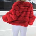 thumbnail image 7 of Yigetop Fur Coats for Women European and American Wool Imitation Jacket Women's Short Long Sleeve Faux Leather Coat Faux Fur Jacket Women Red S, 7 of 7