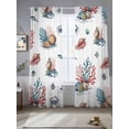 thumbnail image 2 of Marine Creature Sheer Curtains 96 Inch Long 2 Panels, Shell Coral Fish Watercolor Ocean Light Filtering Rod Pocket Curtains, Sheer Voile Drapes for Living Room Bedroom, 52"x96", 2 of 8