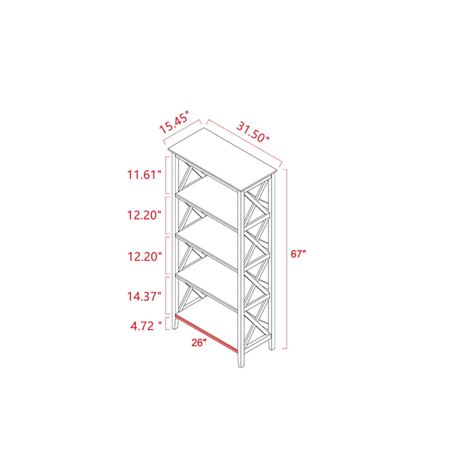 Resenkos 67" Solid Wood Freestanding Bookcase with 4 Shelves, Open Storage Organizer for Home Office Bedroom White Resenkos 67" Solid Wood Freestanding Bookcase with 4 Shelves, Open Storage Organizer for Home Office Bedroom White