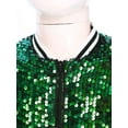 thumbnail image 5 of renvena Kids Girls Shiny Baseball Jacket Flip Sequin Blazer Jacket Coat Long Sleeve Zipper Outerwear Green 10, 5 of 7