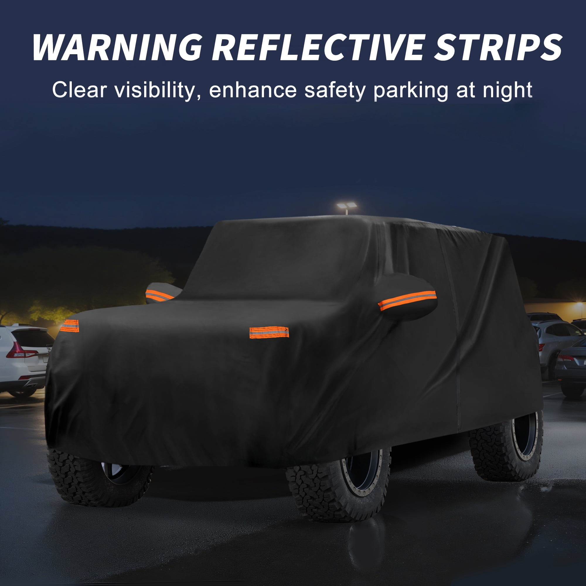 Unique Bargains Car Cover 210D-PU Oxford Outdoor Full Car Cover Waterproof Windproof Black for Ford Bronco